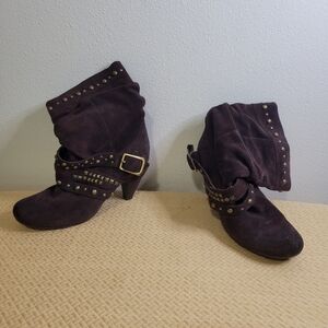 Miz mooz size 10 studd dark purple suede leather boots